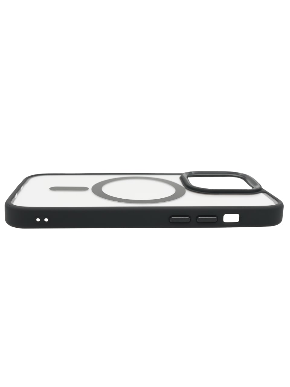 Чехол прозрачный с цветным бортиком MagSafe iPhone 14 Pro Черный