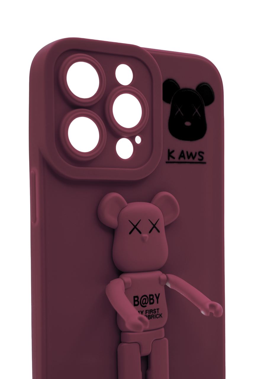 Чехол силиконовый с 3D мишкой для iPhone 14 Pro Max Бордовый