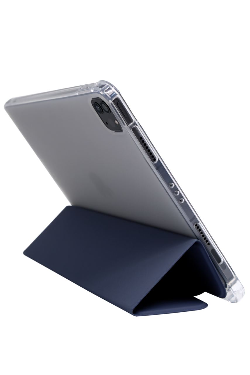 Прозрачный чехол-книжка для iPad Pro 12.9 с тройным загибом Синий