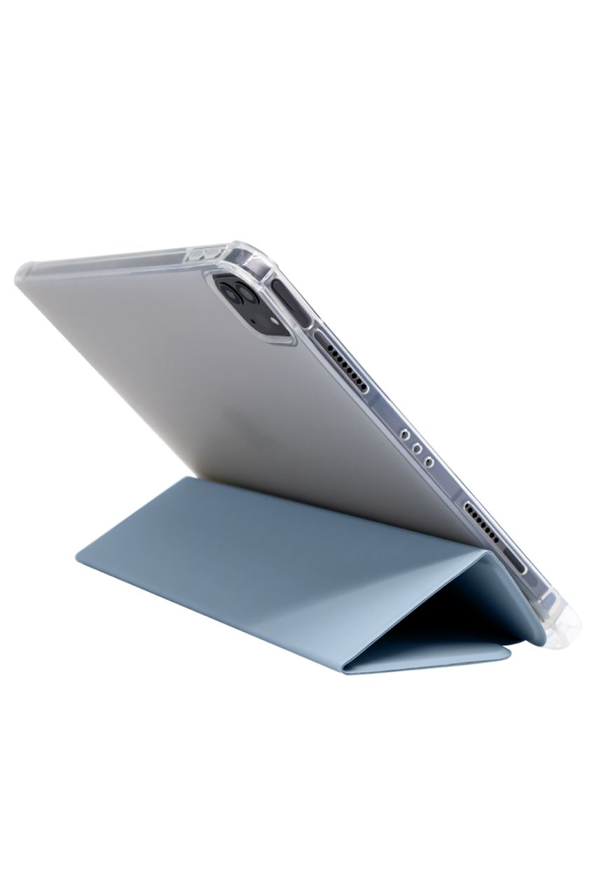 Прозрачный чехол-книжка для iPad Pro 12.9 с тройным загибом Голубой