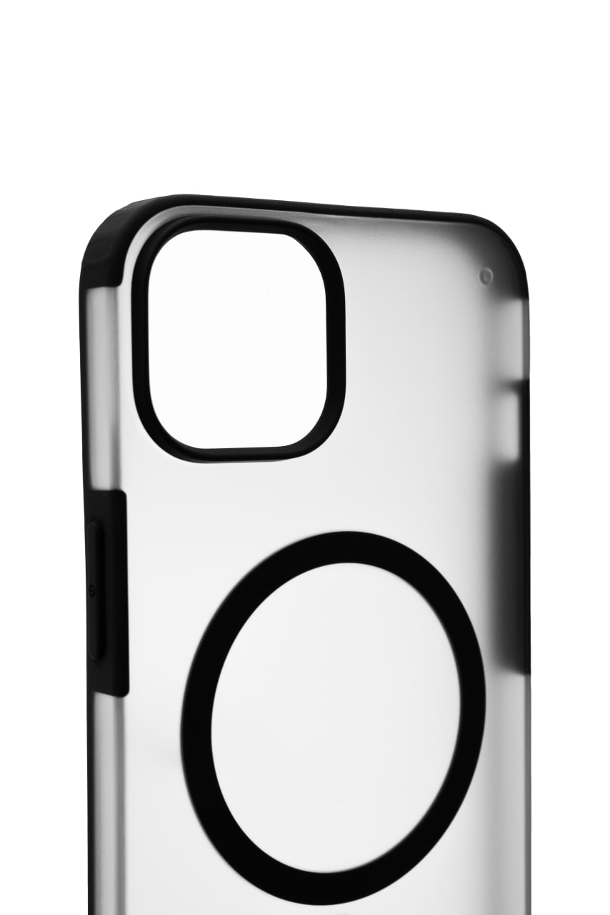 Чехол для iPhone 14 Plus Wlons с MagSafe прозрачный матовый с рамкой Черный