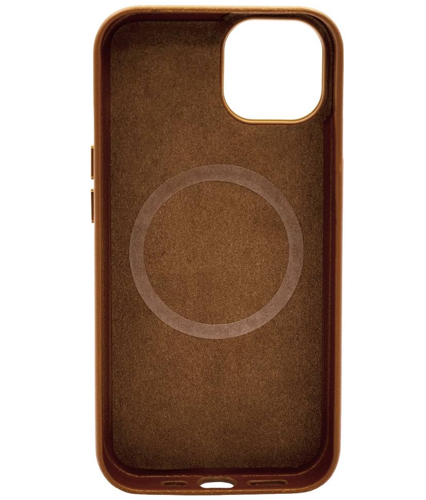 Чехол кожаный с MagSafe для iPhone 14 Plus Коричневый