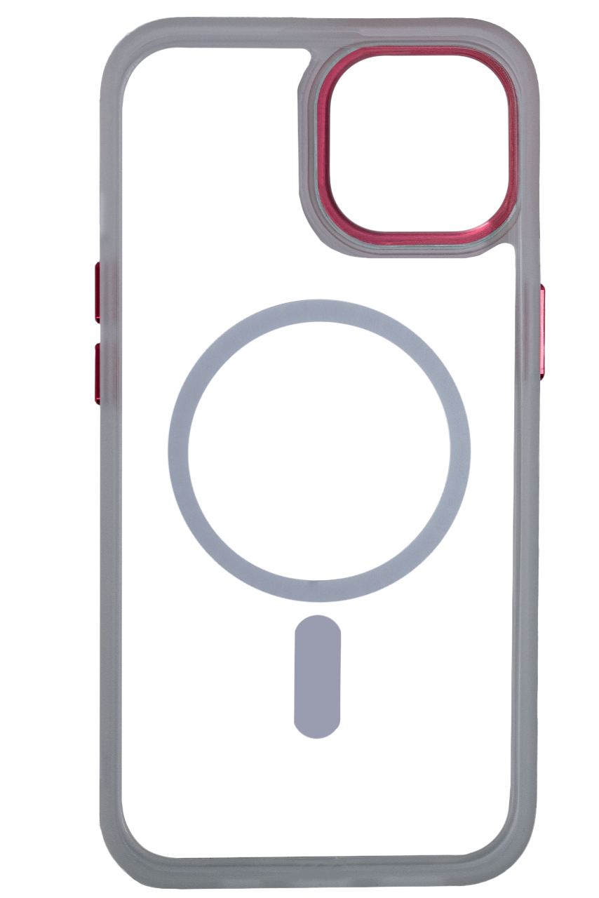 Чехол прозрачный с цветным бортиком MagSafe iPhone 14 Прозрачный