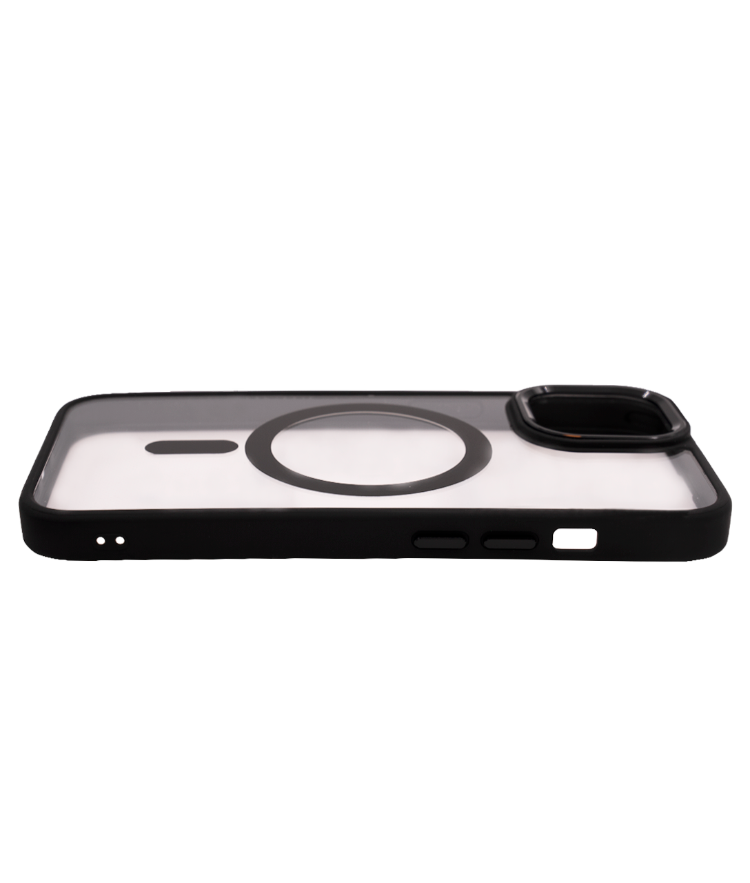 Чехол прозрачный с цветным бортиком MagSafe iPhone 14 Черный