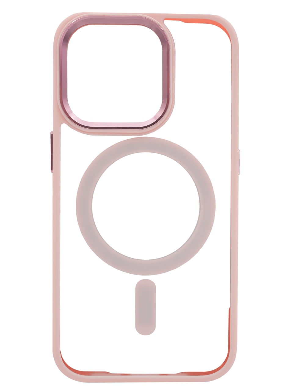Чехол прозрачный с цветным бортиком MagSafe iPhone 14 Pro Max Розовый
