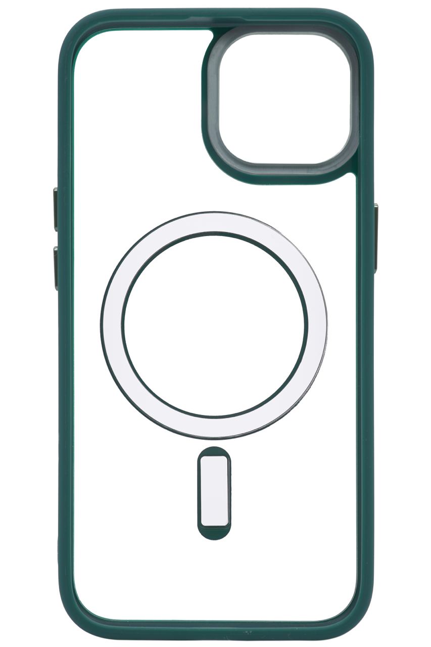 Чехол прозрачный с цветным бортиком MagSafe iPhone 14 Зеленый