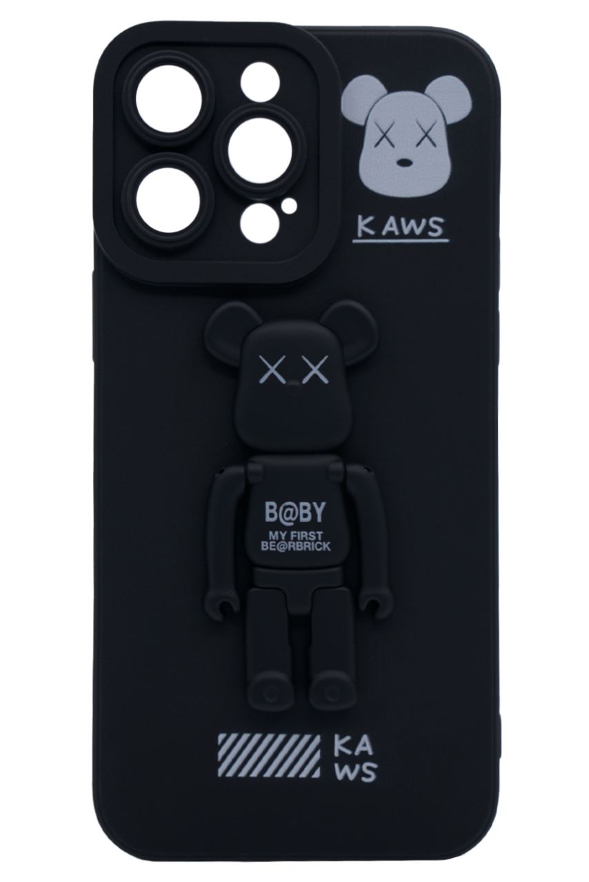 Силиконовый чехол для iPhone 14 Pro с 3D мишкой Черный