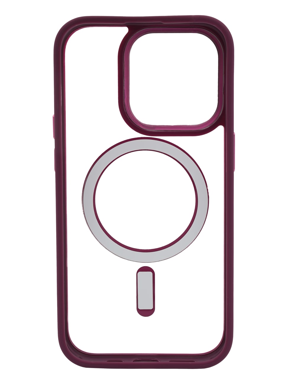 Чехол прозрачный с цветным бортиком MagSafe iPhone 14 Pro Бордовый