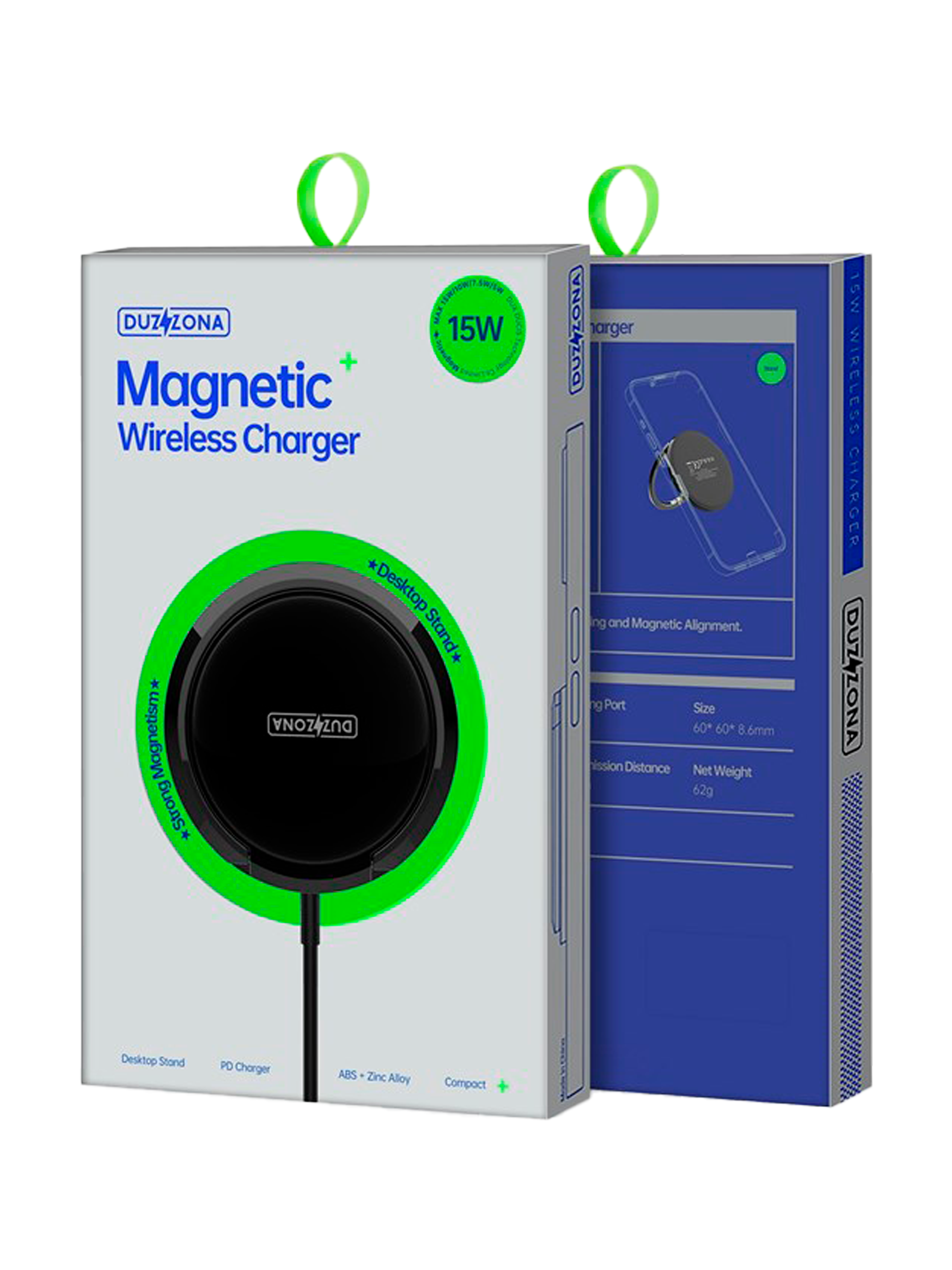 Зарядное устройство Duzzona W1 Magnetic Wireless Charger Type-C с подставкой, Black
