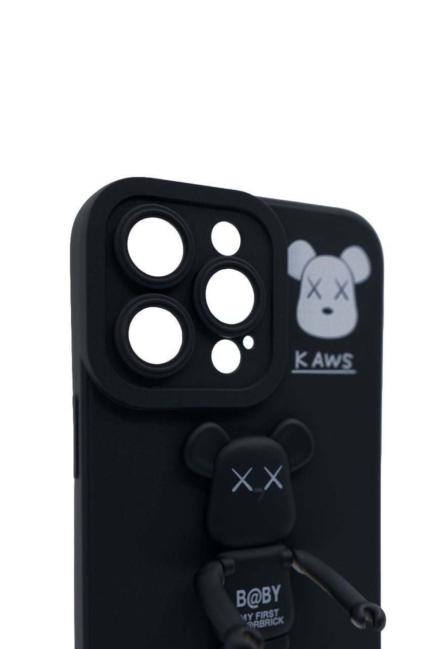 Силиконовый чехол для iPhone 14 Pro Max с 3D мишкой Черный