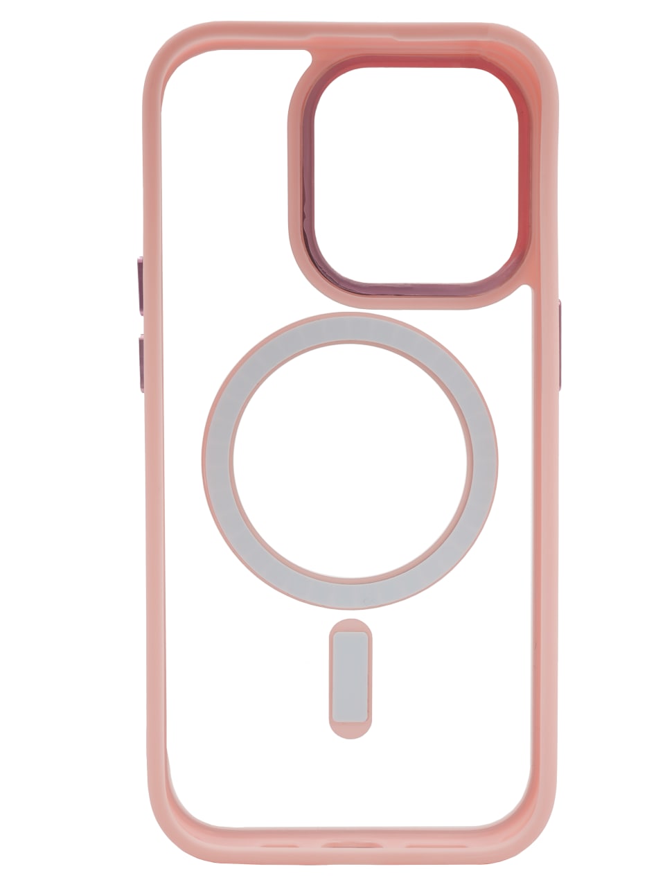 Чехол прозрачный с цветным бортиком MagSafe iPhone 14 Pro Розовый
