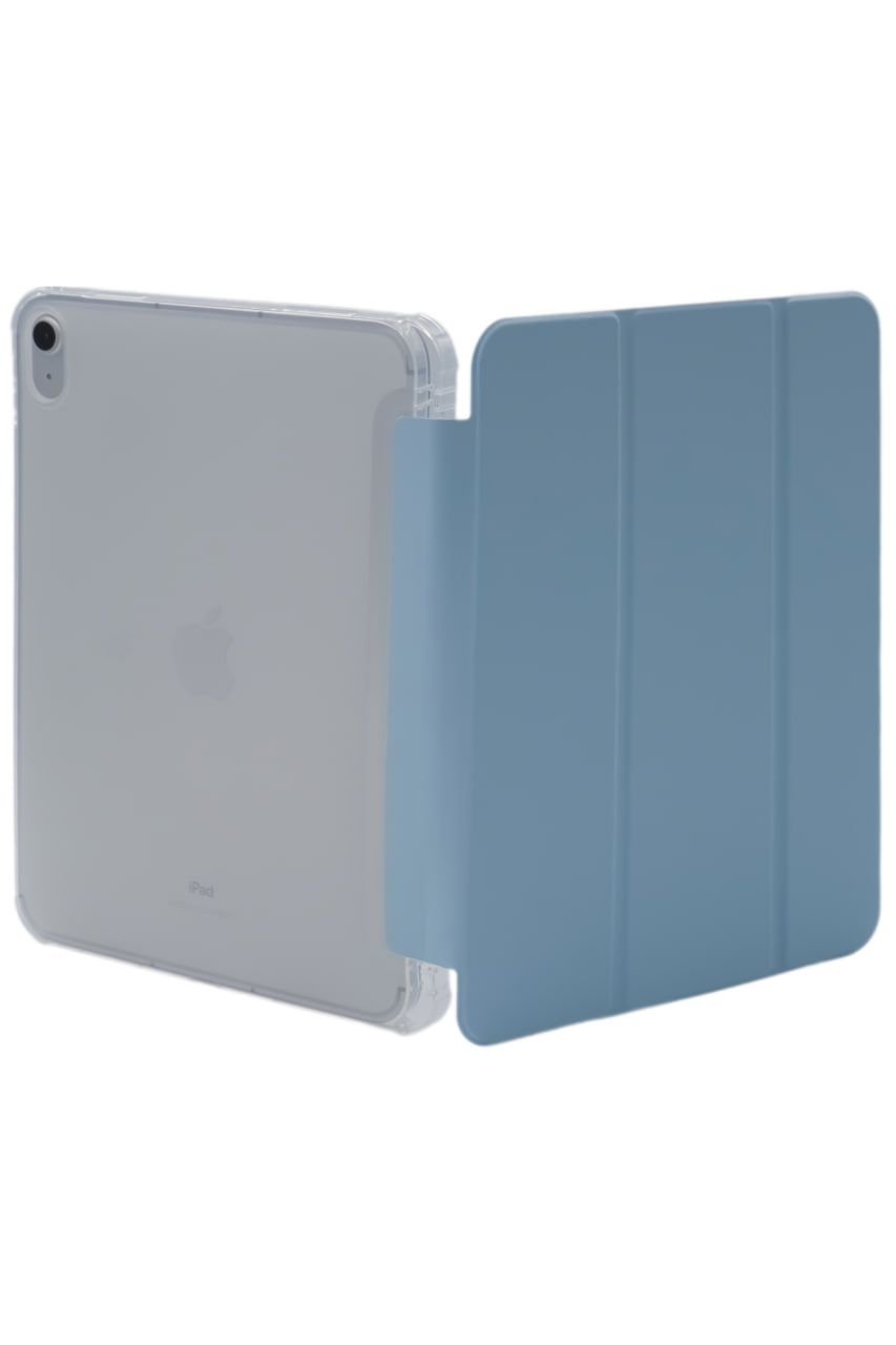 Прозрачный чехол-книжка для iPad 10 с тройным загибом Голубой