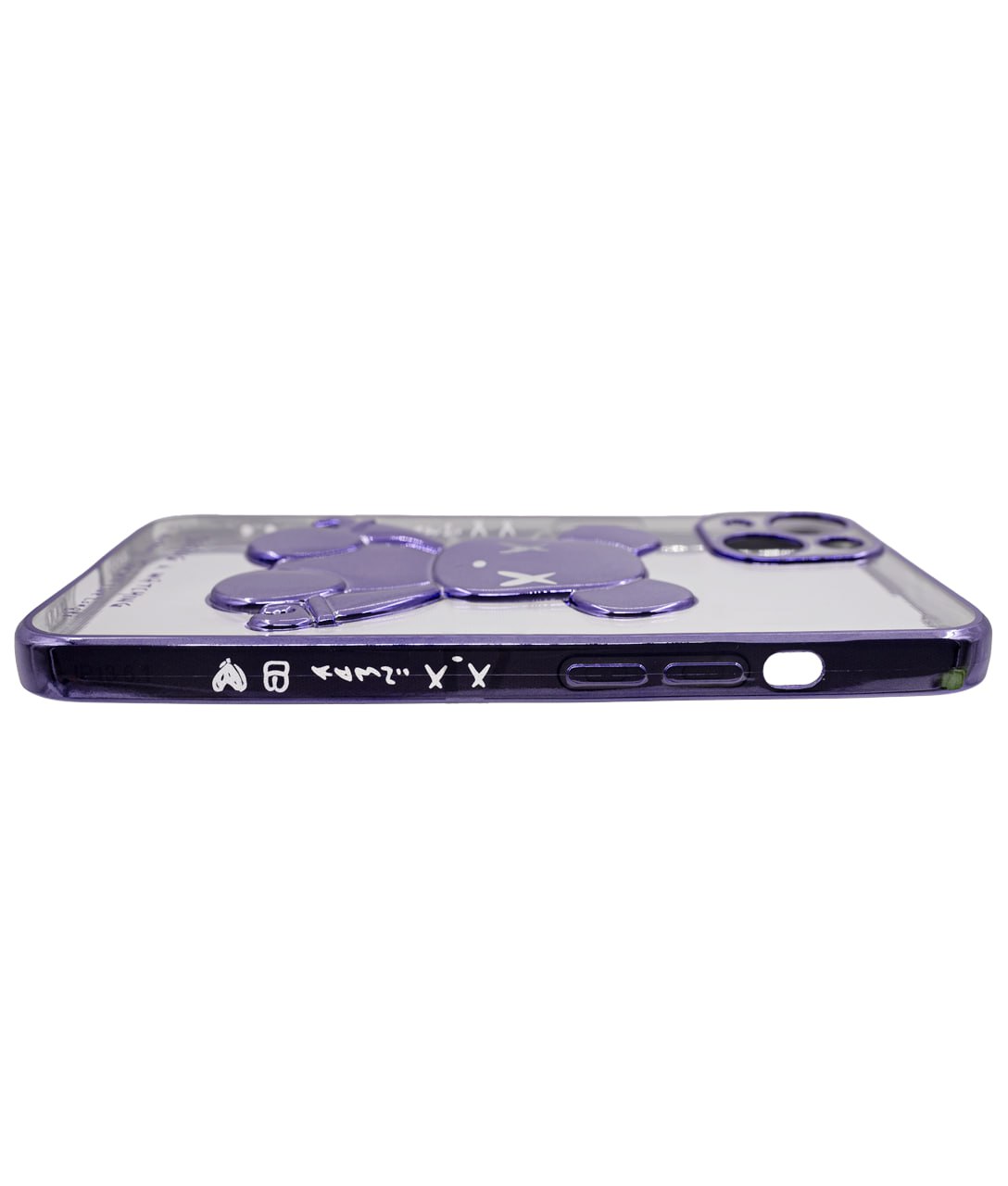 Чехол для iPhone 13 прозрачный с 3D мишкой Синий