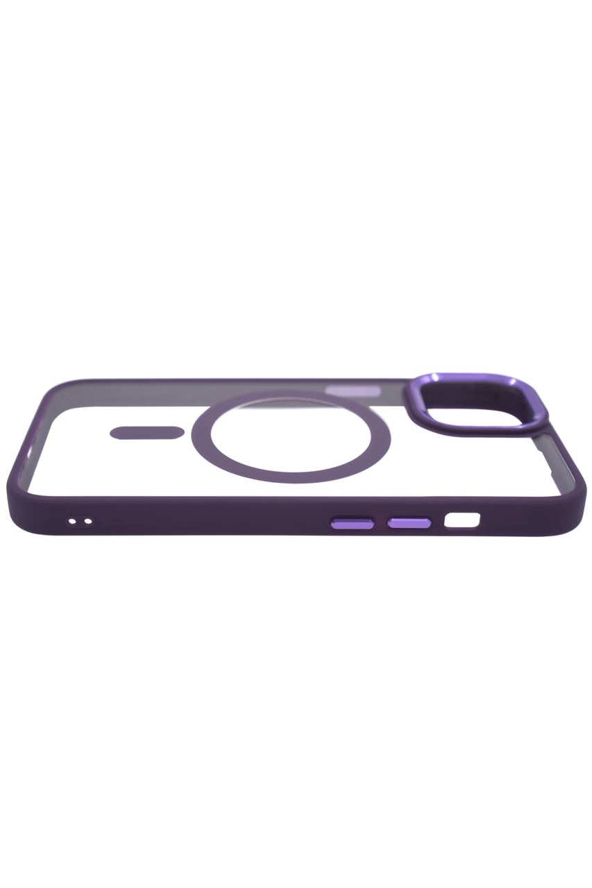 Чехол прозрачный с цветным бортиком MagSafe iPhone 14 Plus Фиолетовый