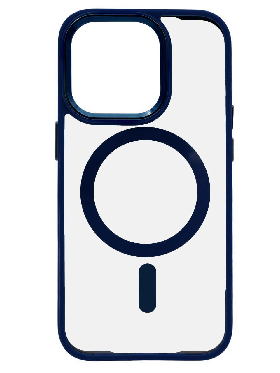 Чехол прозрачный с цветным бортиком MagSafe iPhone 14 Pro Max Синий