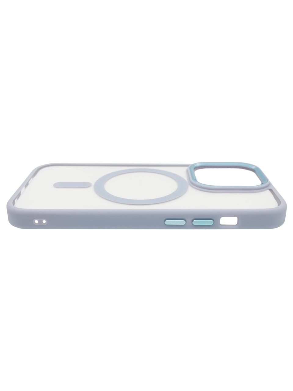 Чехол прозрачный с цветным бортиком MagSafe iPhone 14 Pro Max Голубой