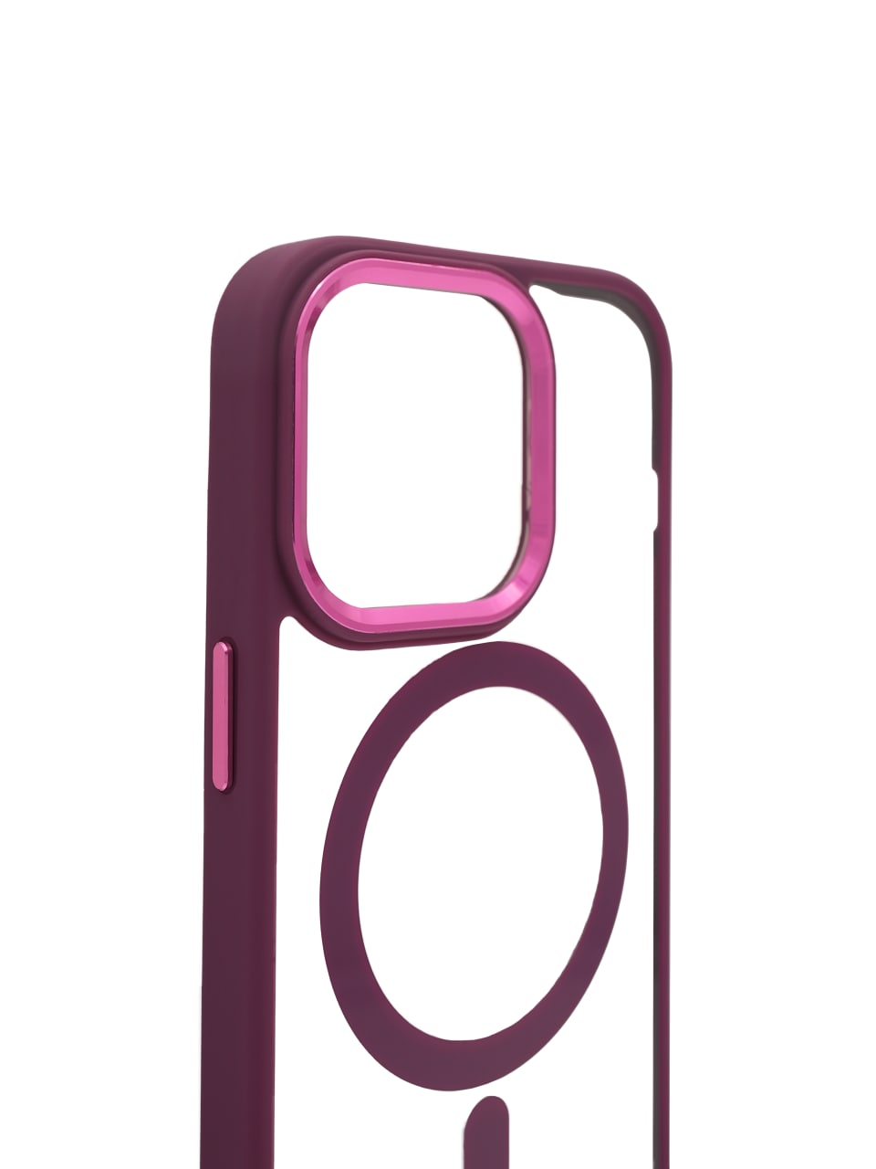 Чехол прозрачный с цветным бортиком MagSafe iPhone 14 Pro Бордовый