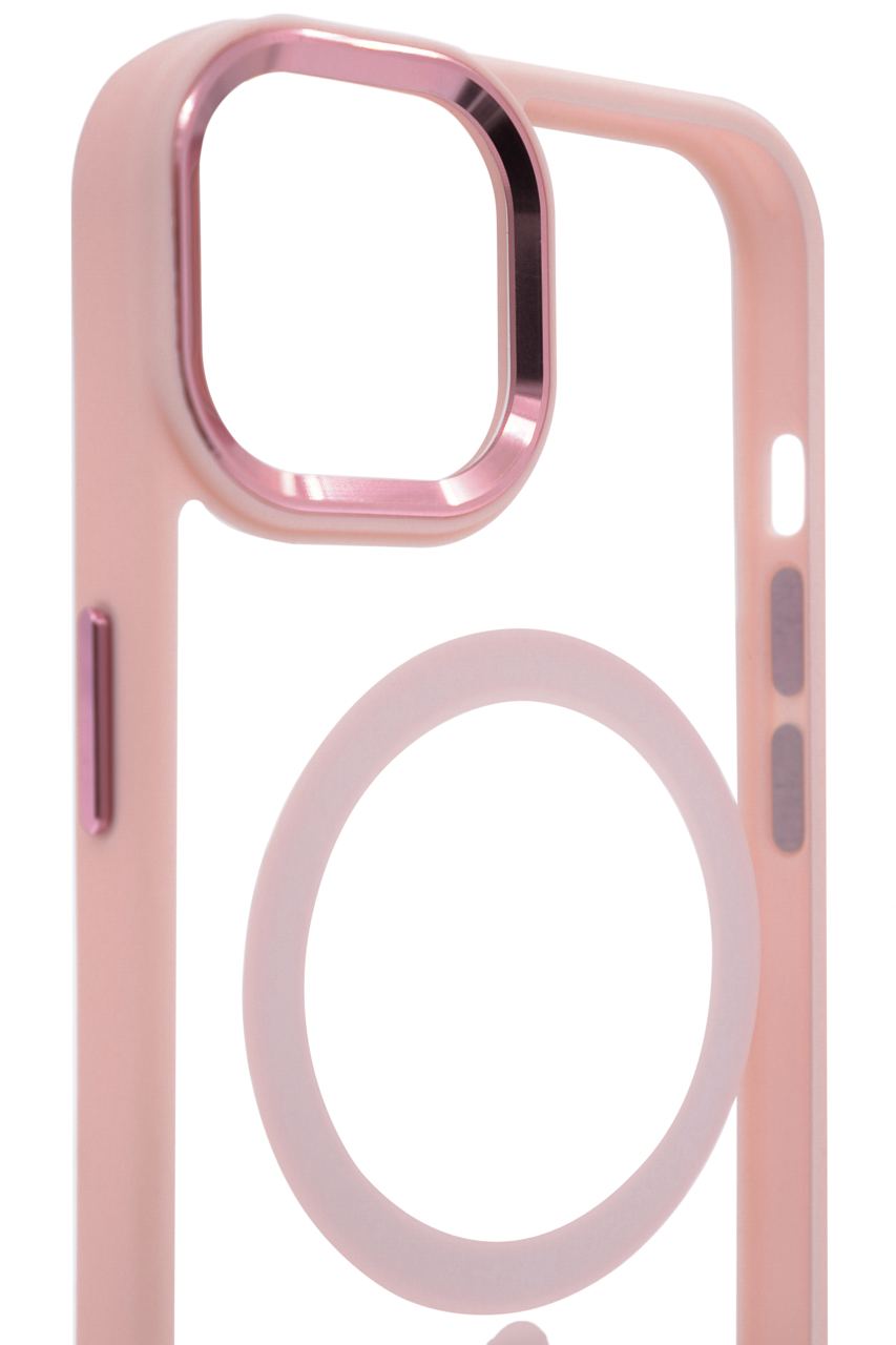 Чехол прозрачный с цветным бортиком MagSafe iPhone 14 Plus Розовый