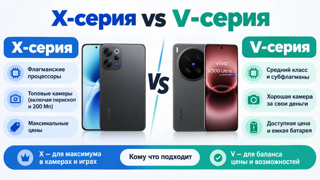 Какие есть модели Vivo - сравнение X-серии и V-серии смартфонов