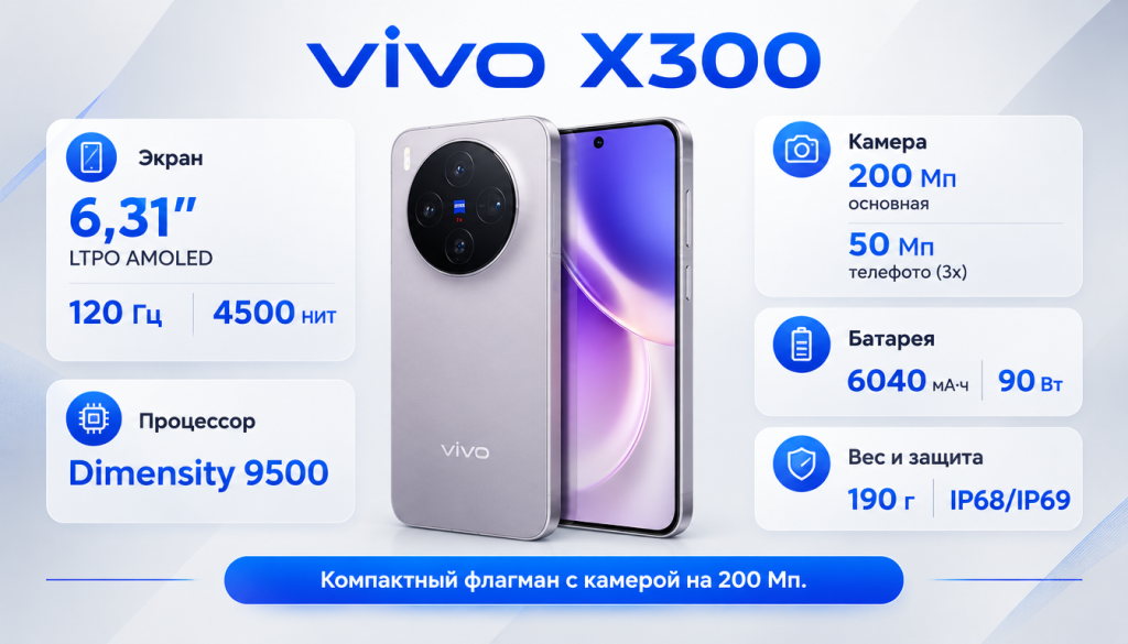 Vivo X300 обзор - базовая модель флагманской линейки