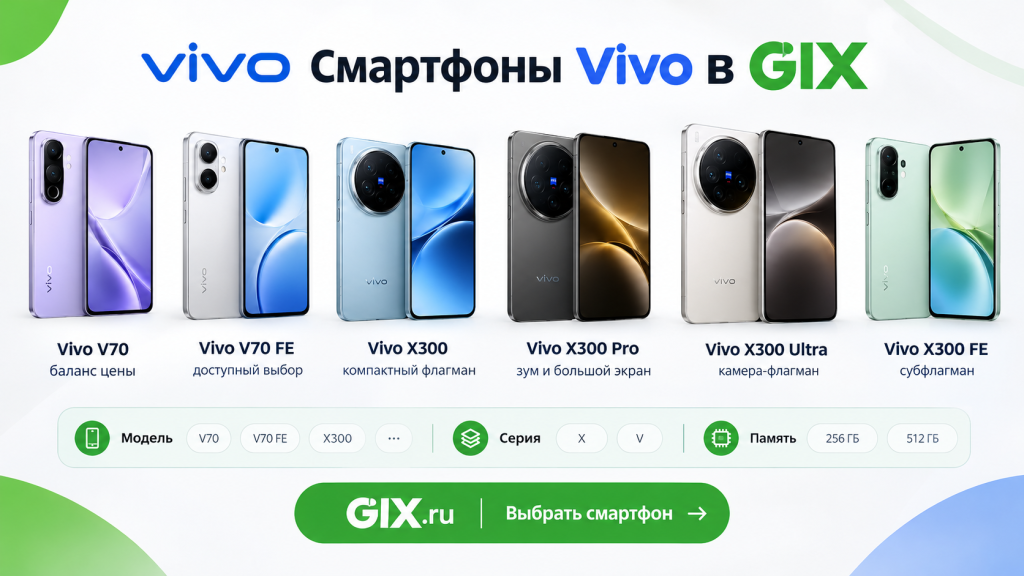 Купить смартфон Vivo в Москве - все модели в каталоге GIX с гарантией