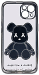 Чехол для iPhone 13 прозрачный с 3D мишкой Серебристый 250_100_533555
