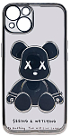 Чехол для iPhone 13 mini прозрачный с 3D мишкой Серебристый 250_100_135645
