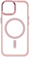 Чехол прозрачный с цветным бортиком MagSafe iPhone 14 Розовый 500_191_535063