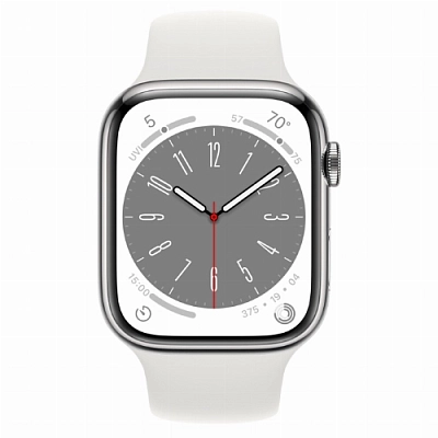Часы Apple Watch Series 8 41mm Silver Stainless Steel Case Sport Band White M/ 400_400_640112