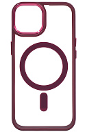Чехол прозрачный с цветным бортиком MagSafe iPhone 14 Plus Бордовый 500_191_125036