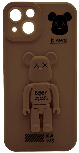 Силиконовый чехол для iPhone 13 с 3D мишкой Коричневый 250_100_532329