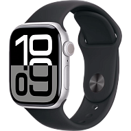 Часы Apple Watch Series 10 46mm Silver Aluminium Case GPS Sport Band Black M/L 500_191_167061