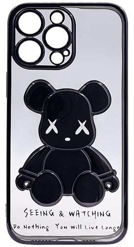 Чехол для iPhone 14 Pro прозрачный с 3D мишкой Черный 250_100_534121