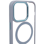 Чехол прозрачный с цветным бортиком MagSafe iPhone 14 Pro Max Голубой 250_100_135388
