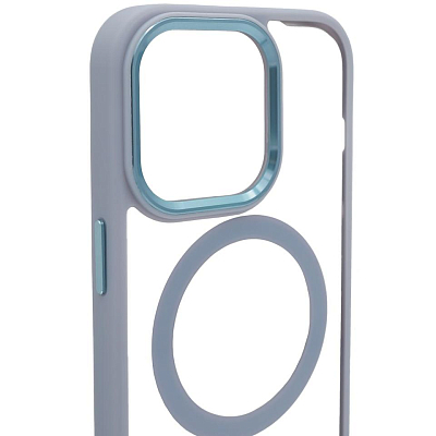 Чехол прозрачный с цветным бортиком MagSafe iPhone 14 Pro Max Голубой 400_400_135388