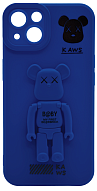 Силиконовый чехол для iPhone 14 с 3D мишкой Синий 500_191_532646