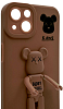 Силиконовый чехол для iPhone 14 Plus с 3D мишкой Коричневый 100_100_135151