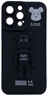 Силиконовый чехол для iPhone 14 Pro Max с 3D мишкой Черный 500_191_532451
