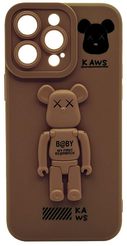 Силиконовый чехол для iPhone 14 Pro с 3D мишкой Коричневый 250_100_532541