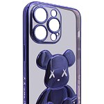 Чехол для iPhone 14 Pro Max прозрачный с 3D мишкой Фиолетовый 250_100_132097