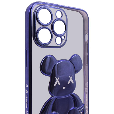 Чехол для iPhone 14 Pro Max прозрачный с 3D мишкой Фиолетовый 400_400_132097