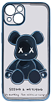 Чехол для iPhone 13 mini прозрачный с 3D мишкой Голубой 250_100_135656