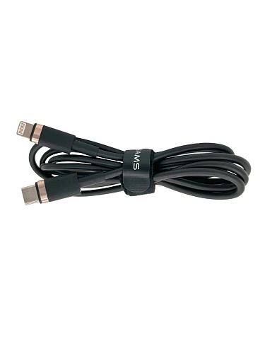 Кабель Usams USB-C/Lightning 1.2м (черный) 250_100_119465