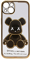 Чехол для iPhone 14 Plus прозрачный с 3D мишкой Золотой 500_191_533762