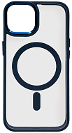 Чехол прозрачный с цветным бортиком MagSafe iPhone 14 Синий 500_191_545637