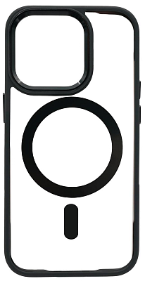 Чехол прозрачный с цветным бортиком MagSafe iPhone 14 Pro Черный 400_400_131903