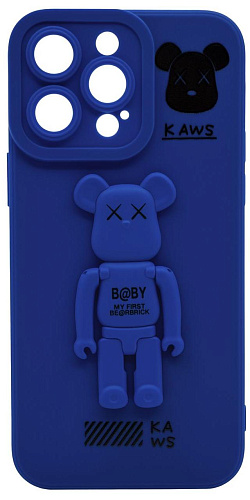 Силиконовый чехол для iPhone 13 Pro с 3D мишкой Синий 250_100_532324