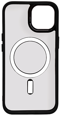 Чехол прозрачный с цветным бортиком MagSafe iPhone 14 Черный 400_400_131899