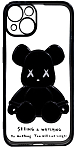 Чехол для iPhone 13 прозрачный с 3D мишкой Черный 250_100_533564