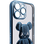 Чехол для iPhone 13 Pro прозрачный с 3D мишкой Голубой 250_100_533482